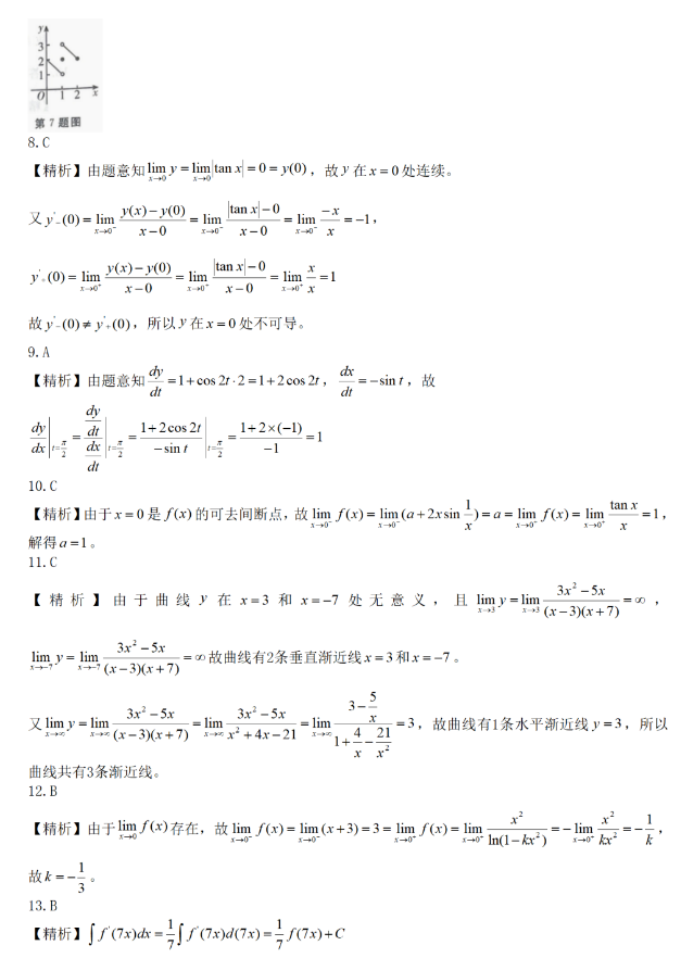 河南专升本数学考试真题