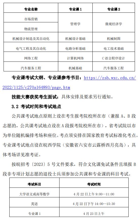 皖西学院2023年普通高校专升本招生章程