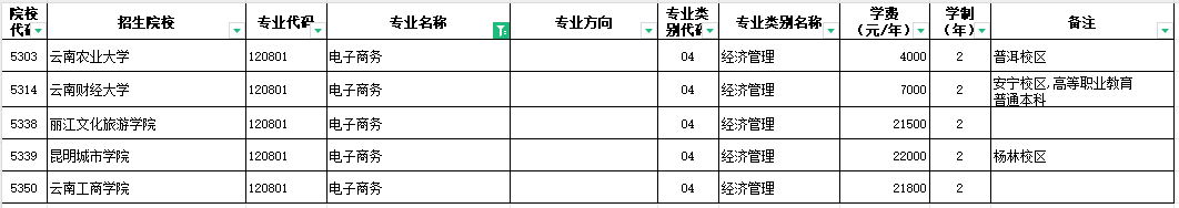 2024年云南电子商务专升本招生院校