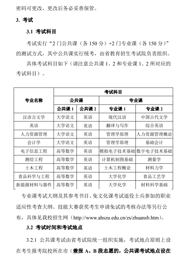 宿州学院专升本招生章程