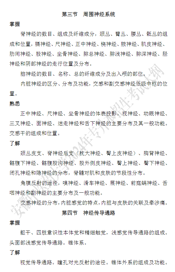 安徽中医药大学专升本《解剖生理学》课程考试大纲