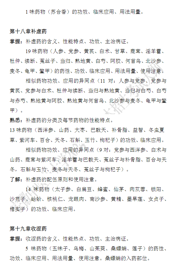 安徽中医药大学专升本《中药学》课程考试大纲
